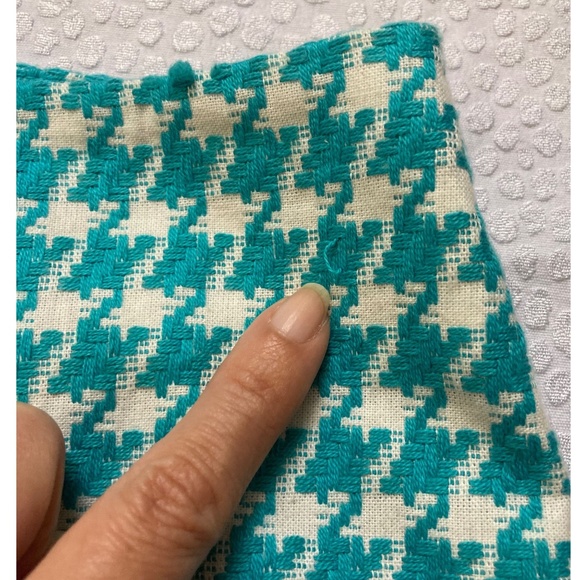 Talbots white, and aqua houndstooth midi skirt - Picture 9 of 10